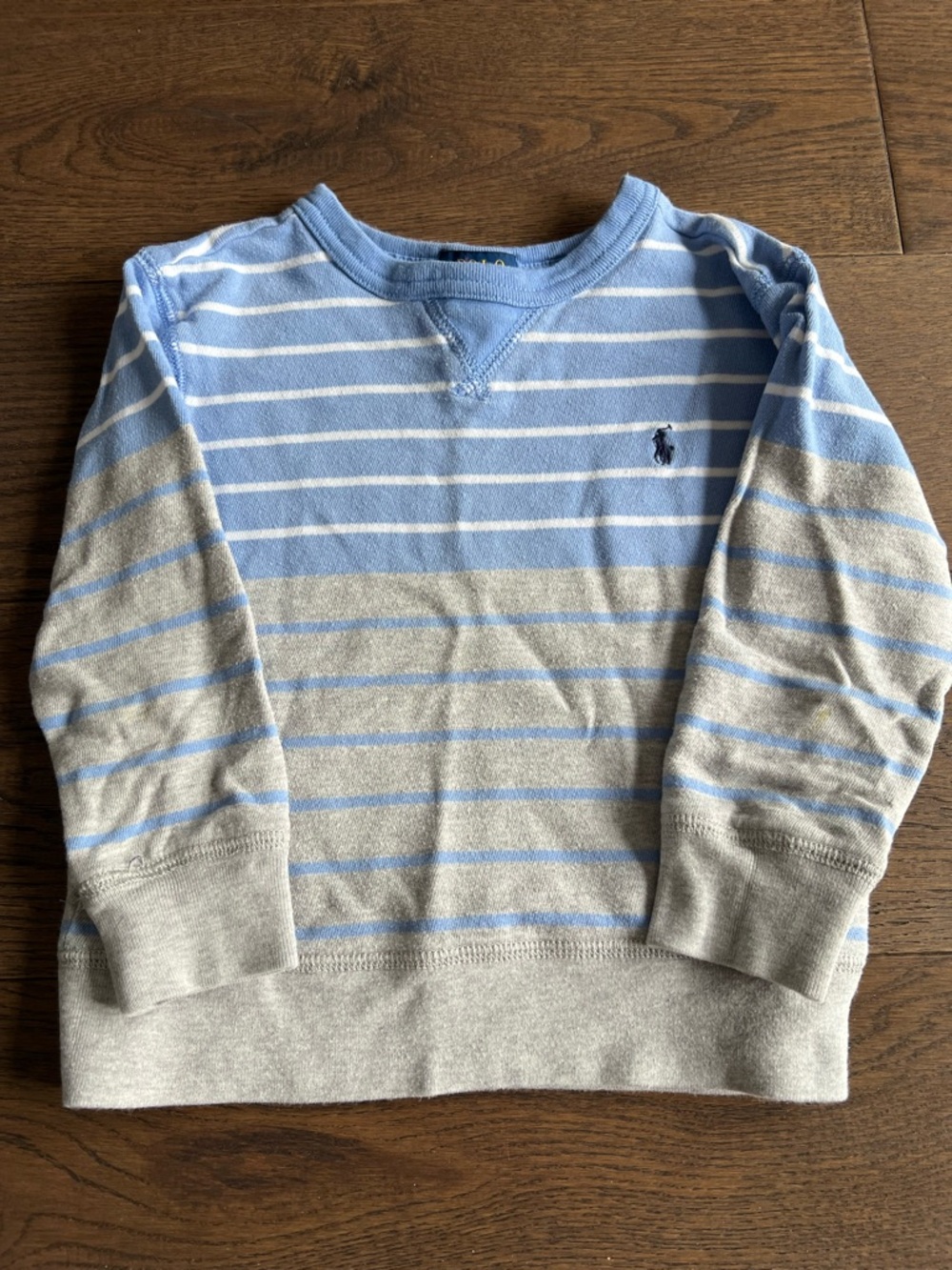 Polo by Ralph Lauren Light Blue & Gray Striped Kids Sweatshirt